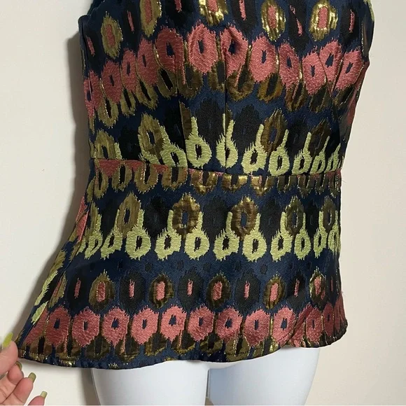 HD in Paris Anthropologie Yana Jacquard Peplum Top Blouse Size 4 Boho Chic - Picture 7 of 8